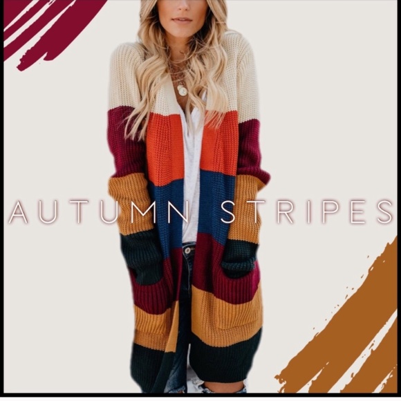 Boutique Sweaters - Autumn Stripes Cardi